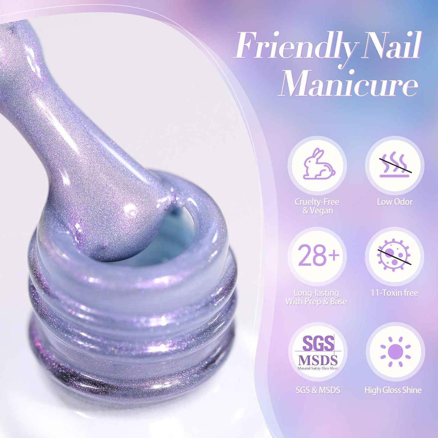 Born Pretty Cat Magnetic Eye Gel Nail Polish, Fairy Purple Glitter Cat Magnetic Gel Nail Polish for Nail Art Manicure Salon DIY at Home 15ML