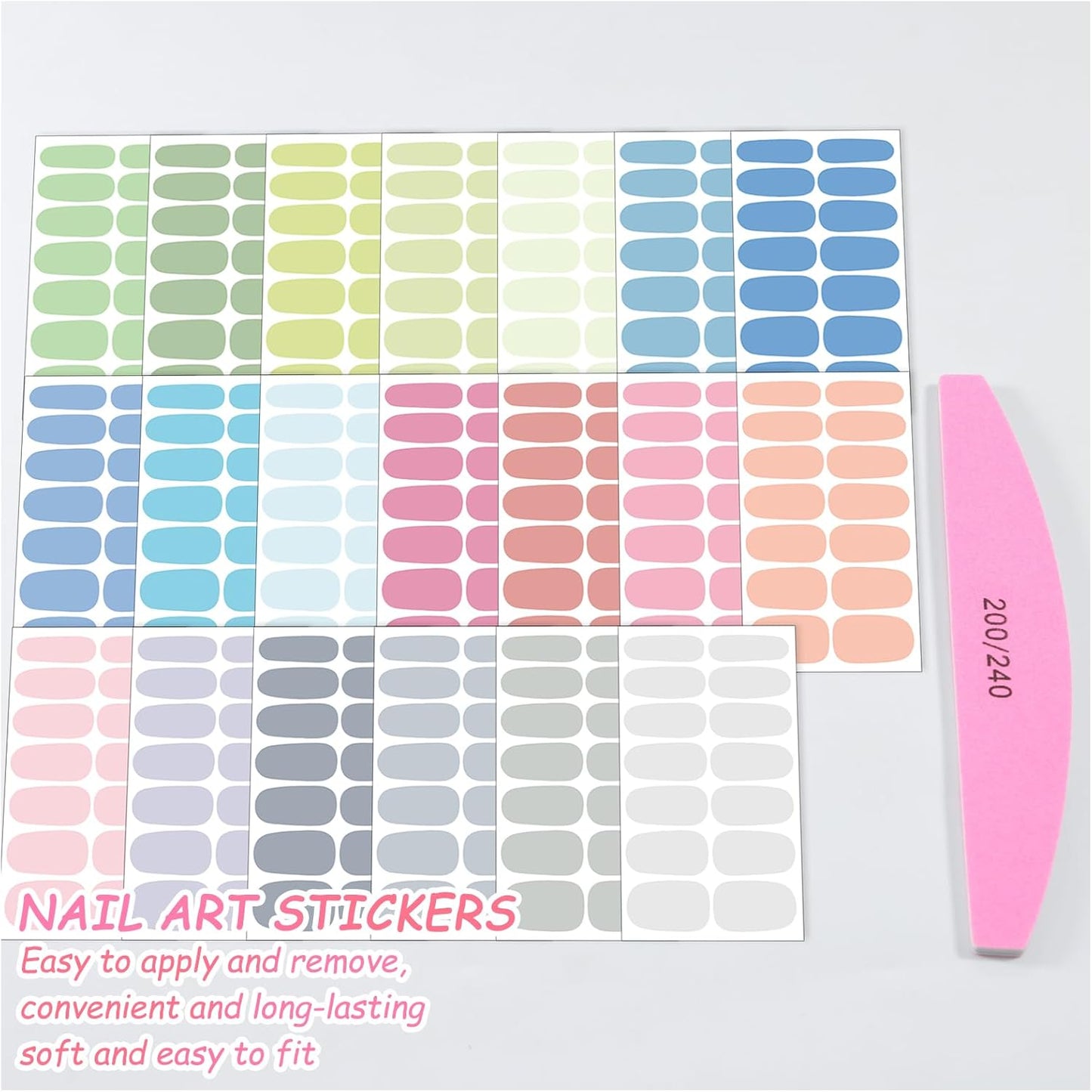 SILPECWEE Nail Stickers Full Nail Wraps (20 Sheets, Light Color), Self Adhesive Nail Polish Strips, Gel Strips Manicure Design, Fingernail Sticker Nails for Women with File