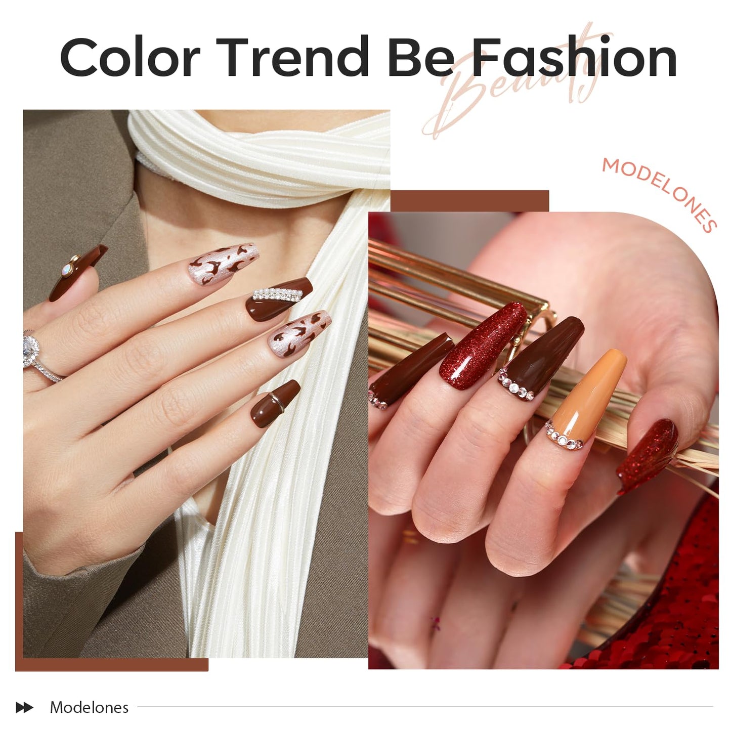 modelones Fall Gel Nail Polish Set, 6 Colors 2025 Nude Brown Burnt Orange Glitter Gel Polish Dark Red Wine Burgundy Maroon Nail Polish Soak Off Halloween Nail Art Manicure Kit DIY Salon Gift