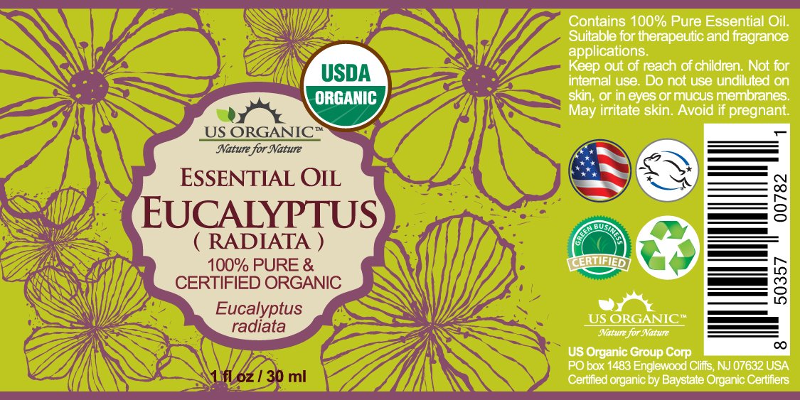 US Organic 100% Pure Eucalyptus Essential Oil (Radiata) - USDA Certified Organic, Steam Distilled - W/Euro droppers (More Size Variations Available) (30 ml / 1 fl oz)