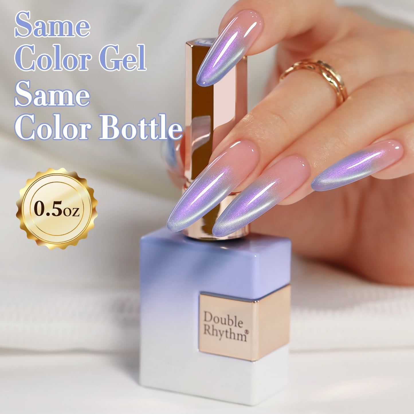 Double Rhythm 0.5 Oz Cat Eye Gel Polish with Magnet Same Color Same Bottle Holographic Glitter Shimmer Translucent Color Salon 15 ML Magnetic Nail Art (Mermaid Blue-MC1174)