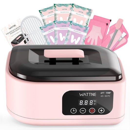 Wattne Paraffin Wax Machine for Hands & Feet – Paraffin Wax Warmer Moisturizing Kit with Auto-Timer & Precision Temperature Control, Paraffin Wax Bath for Arthritis, Dry Skin Care, Home Spa-Pink