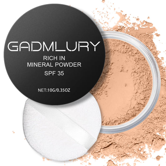 Mineral Powder Foundation, SPF 35, Sunscreen Lightweight Loose Powder, Skin-Improving, Buildable Coverage, Natural Glow Base Makeup (#06 Medium Beige Foundation Makeup)