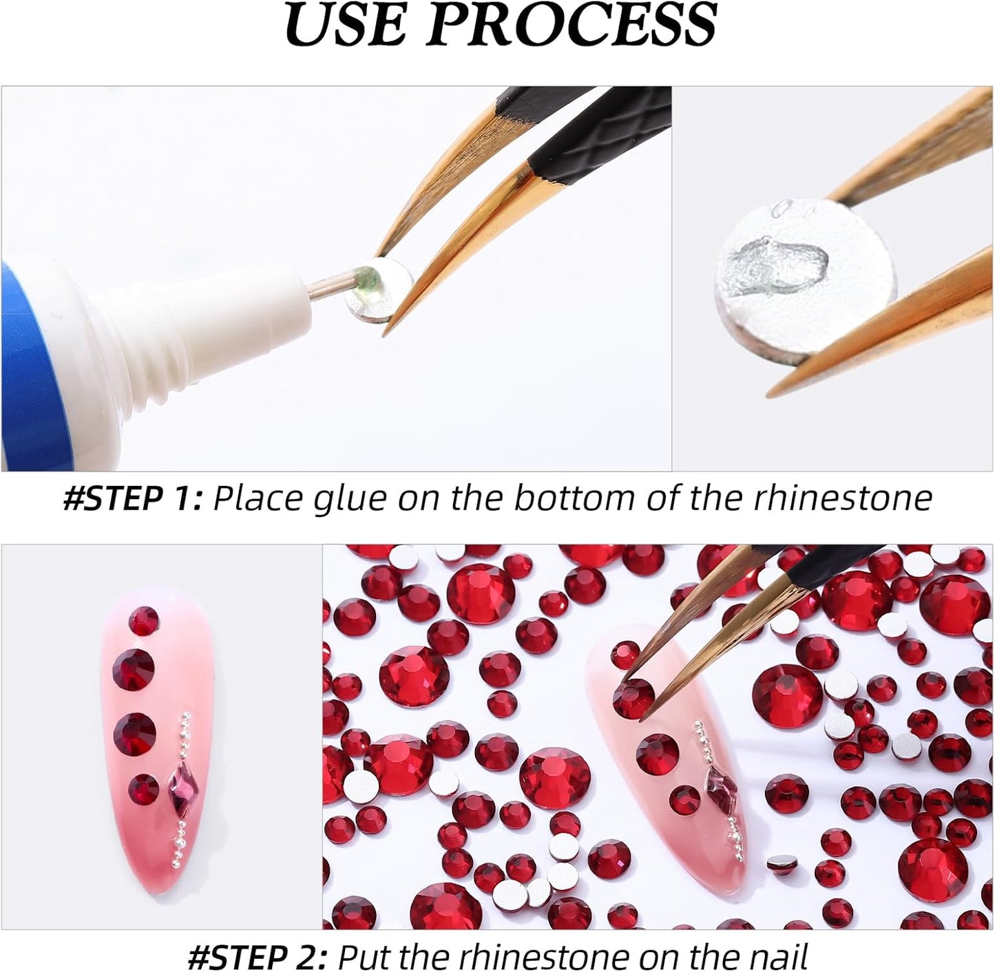 Siam Flatback Rhinestones, Glass Rhinestones for Nail Art and Craft, Glue Fix, Loose Crystal Gemstones(Siam, SS10, 1440pcs, 2.7-2.8mm)