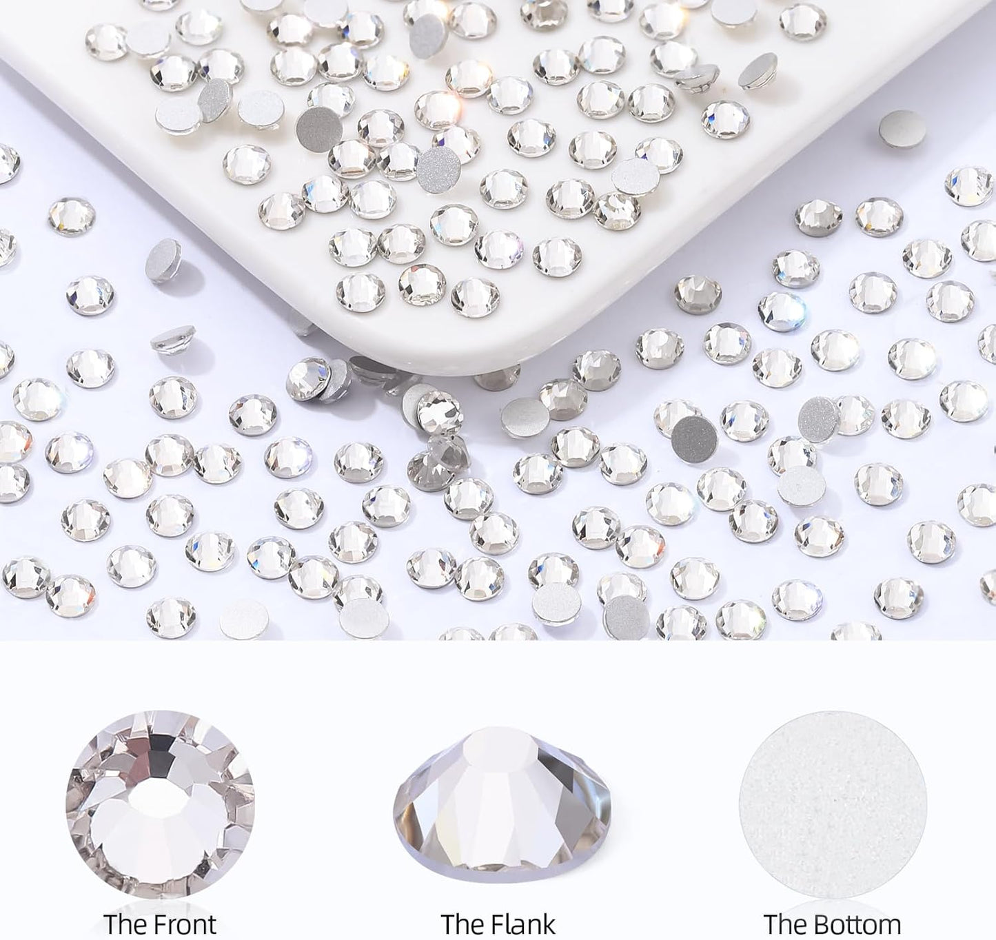 Crystal Clear Flatback Rhinestones, Glass Rhinestones for Nail Art and Craft, Glue Fix, Loose Crystal Gemstones(Crystal, SS12, 1440pcs, 2.9-3.0mm)