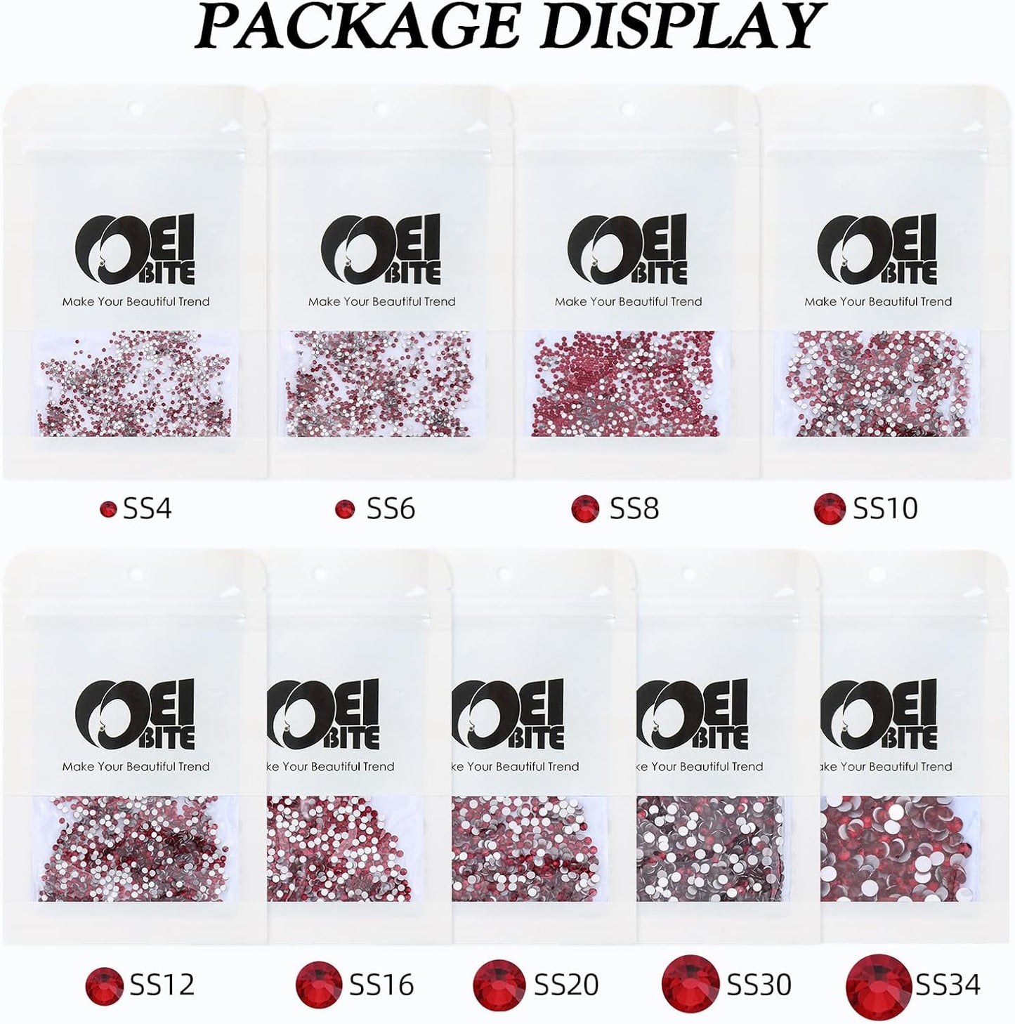 Siam Flatback Rhinestones, Glass Rhinestones for Nail Art and Craft, Glue Fix, Loose Crystal Gemstones(Siam, SS6, 1440pcs, 1.9-2.0mm)