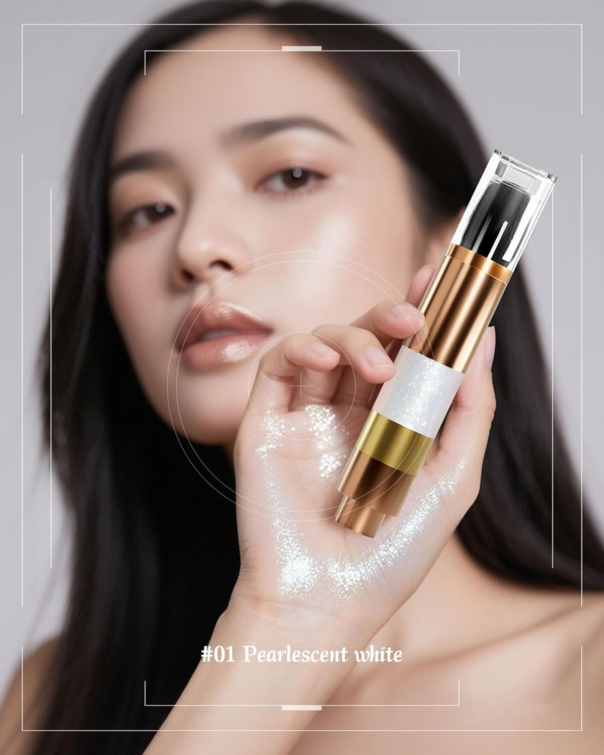 Highlighter Powder with Brush | 3D Contouring & Radiant Glow for Face, Body & Hair | Pearlescent Shimmer, Long-Lasting & Buildable Coverage | Women's Makeup for Daily & Special Occasions