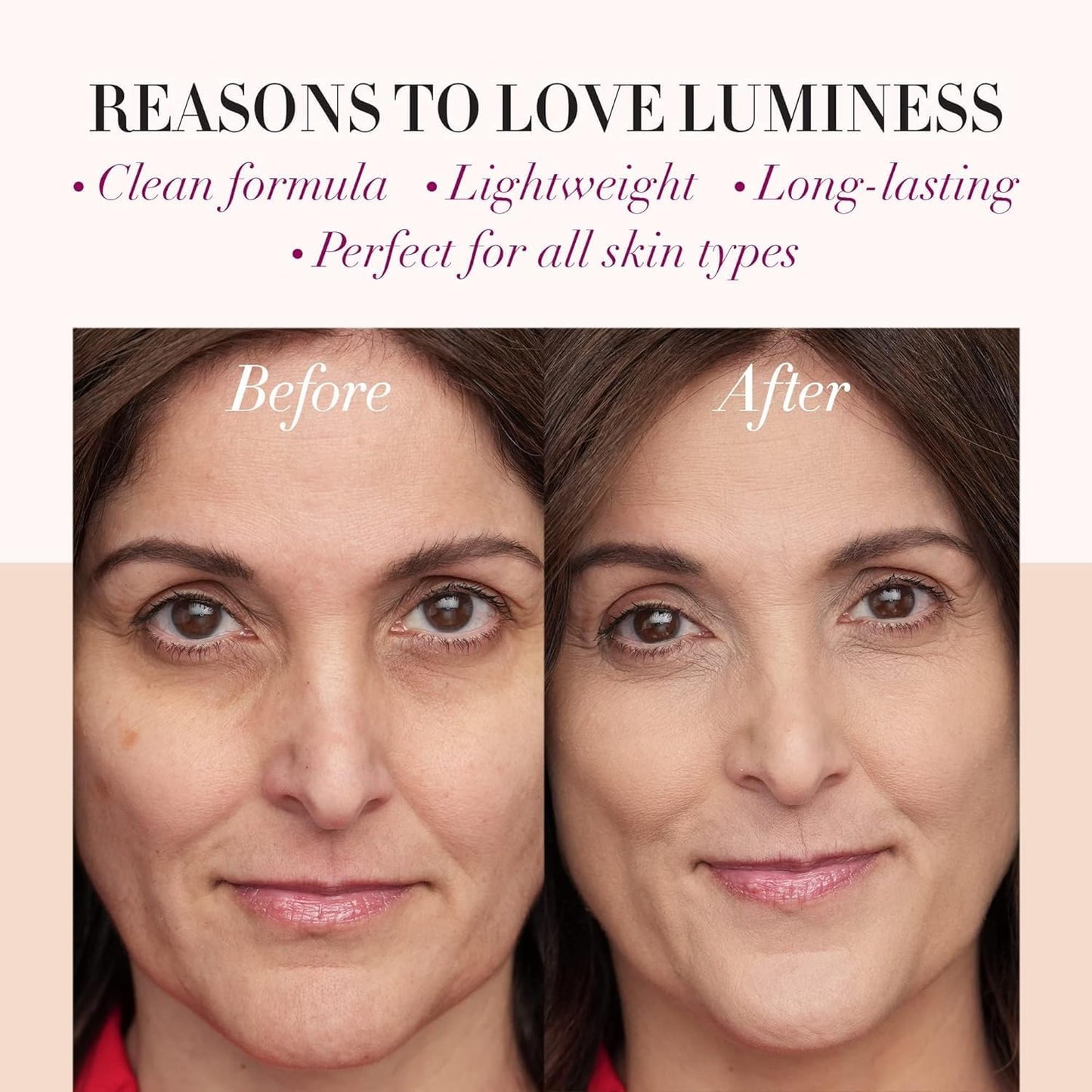 LUMINESS Silk Airbrush Spray Foundation & Buffing Brush Kit – Full Coverage Foundation & Dual-Sided Buffing Brush - Buildable Coverage, Anti-Aging Formula Hydrates & Moisturizes (Shade - Rich Dark)