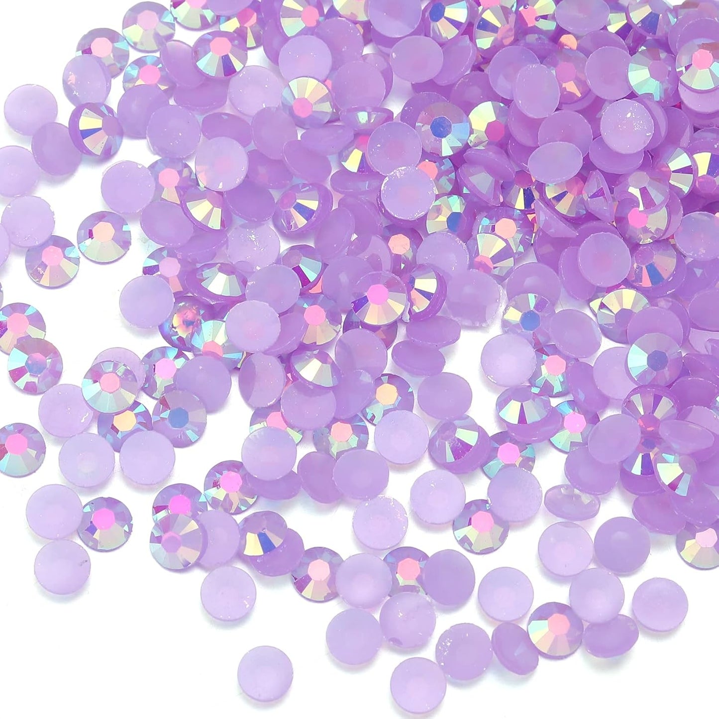 Multi Size 3mm 4mm 5mm Rhinestones Set for Nails Crafts Light Purple Non Hotfix Rhinestones Nail Gems Rhinestone Jelly AB&Round Flat Back Resin Rhinestone for Makeup Clothes Shoes Eyes Bottles