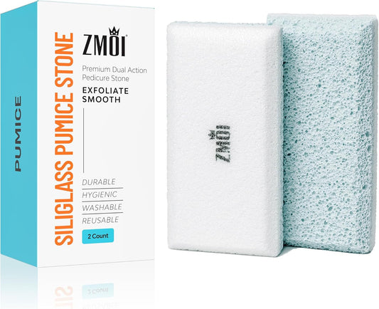 Glass Pumice Stone Callus Remover for Feet, Elbows, Hands, and Knees, Spain Made - 2 in 1 Pedicure Exfoliator and Scrubber for Rough, Hard Skin (Teal Color)