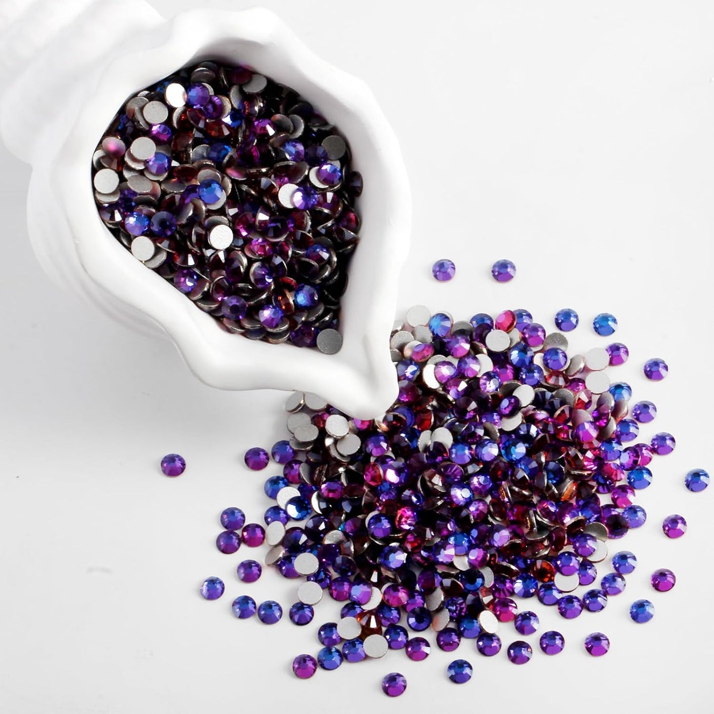 5000 PCS SS6 Flatback Rhinestones,12-Facet Diamond-Cut Glass Gems for Nail Art,Clothing,DIY Crafts,Glue-On Decoration Stones with Silver Backing,Purple Velvet