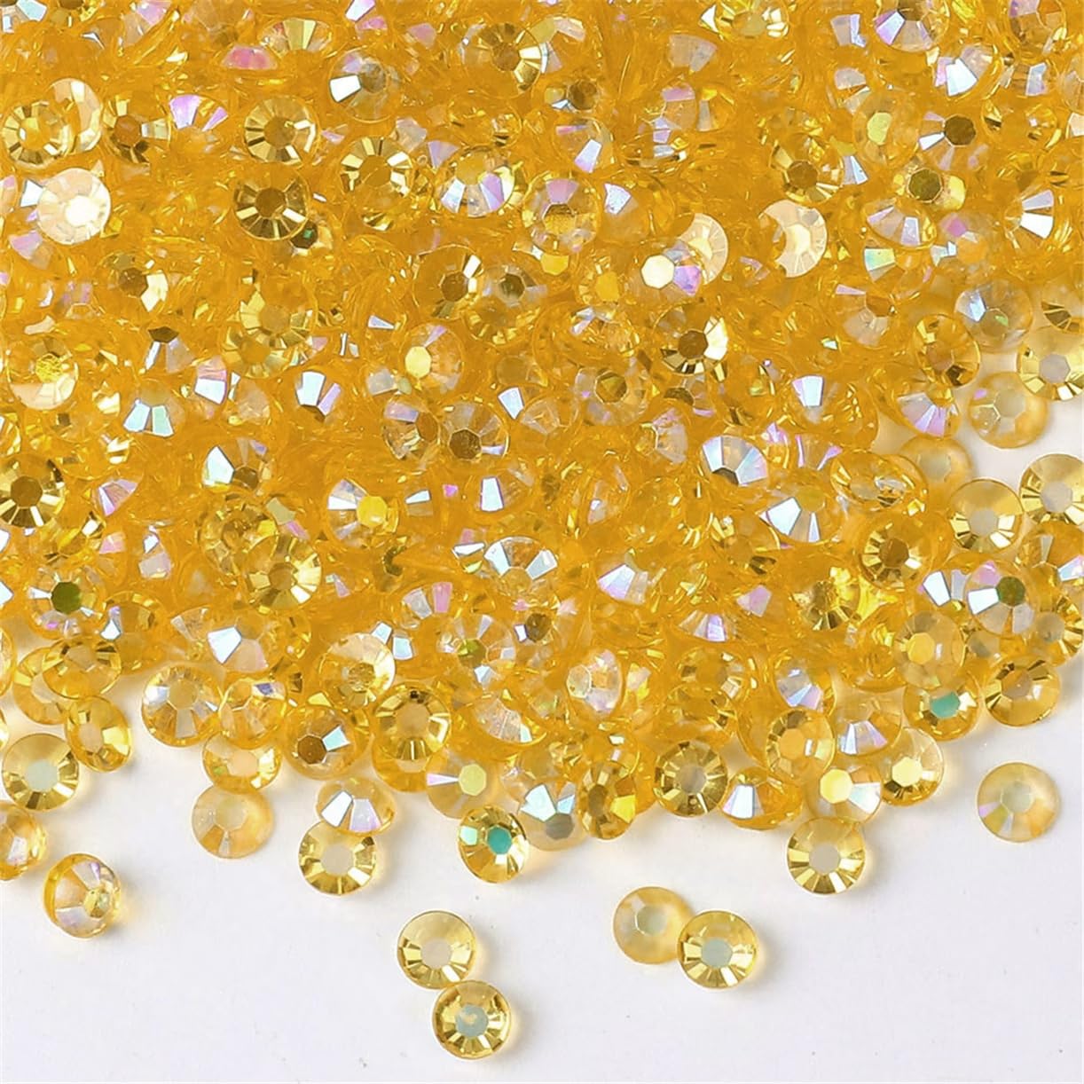3000 Pieces SS6 2mm Flatback Rhinestones AB Clear Round Gems Crystals for Nail Art DIY Crafts Clothes Shoes Bags （Transparent Golden Yellow AB）