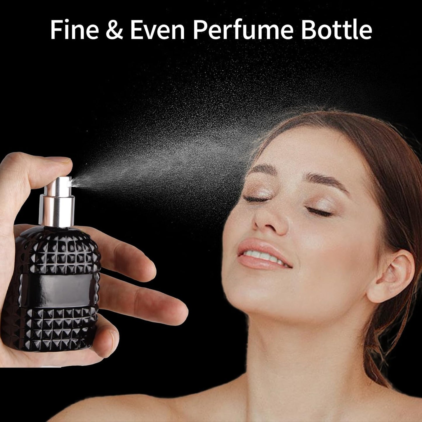 2 Pack 30ml Perfume Spray Bottles Empty, Refillable Glass Fine Mist Atomizer, Portable Travel Perfume Atomizers Fragrance Containers Sprayer for Cleaning, Essential Oils, Liquids (Black)