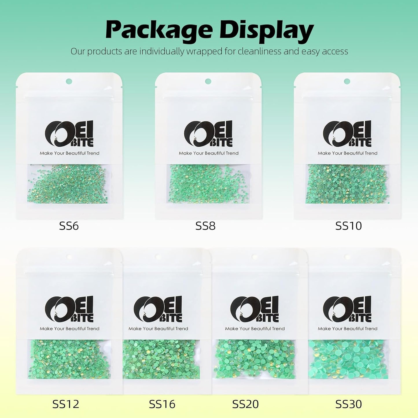 F Green Flatback Rhinestones, Glass Rhinestones for Nail Art and Craft, Glue Fix, Loose Crystal Gemstones(F Green, SS16, 1440pcs, 3.8-4.0mm)