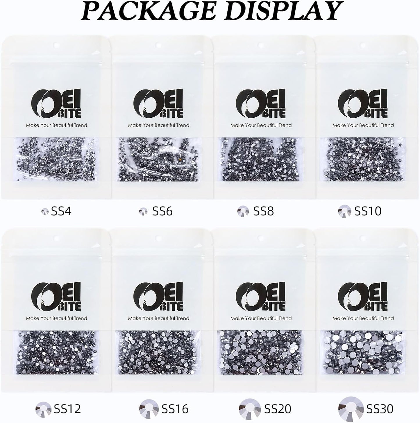 Black Hematite Flatback Rhinestones, Glass Rhinestones for Nail Art and Craft, Glue Fix, Loose Crystal Gemstones(Black Hematite, SS4, 1440pcs, 1.5-1.7mm)