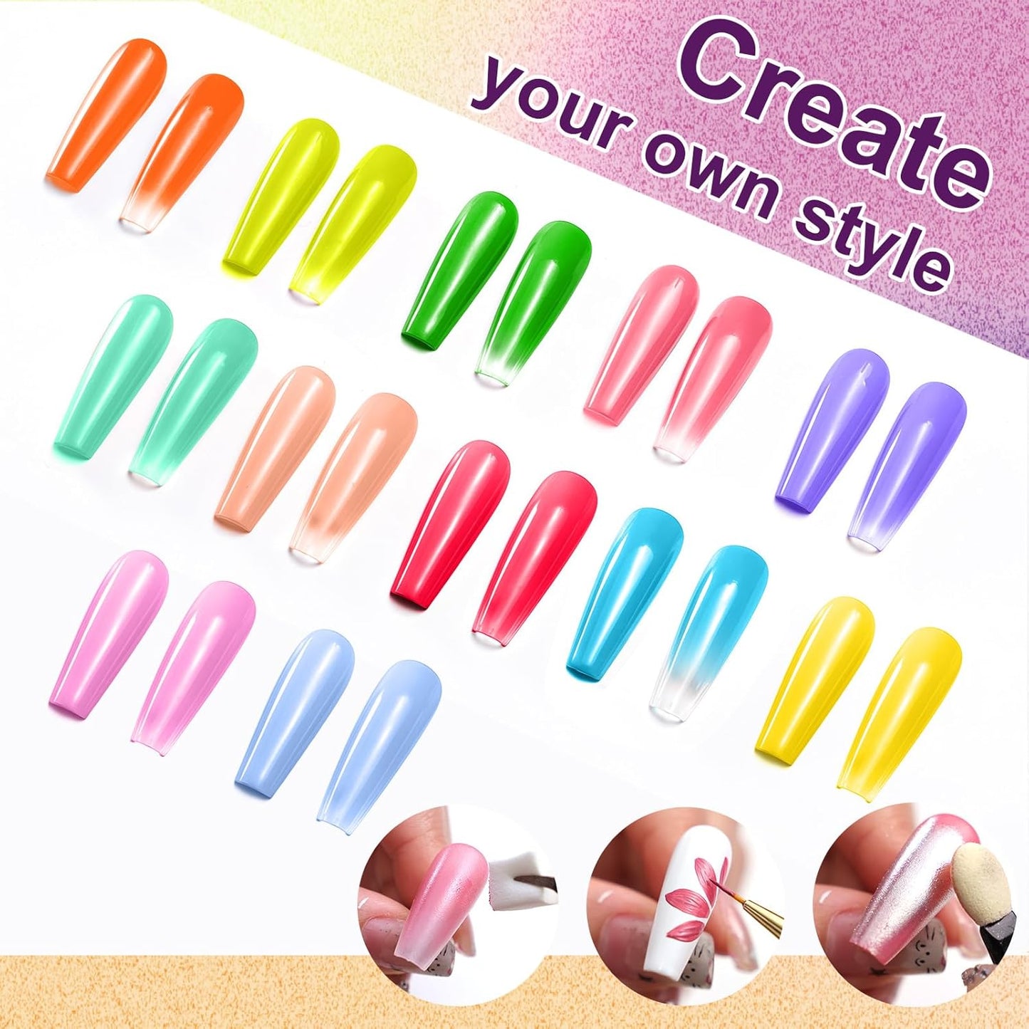 Gradient Painting Gel, 12 Bright Colors Ombre Gel Nail Polish for Pigment Pat Nails Aura Nails, French Manicure DIY Nail Art Long-lasting No-wipe Palette Chroma Carnival