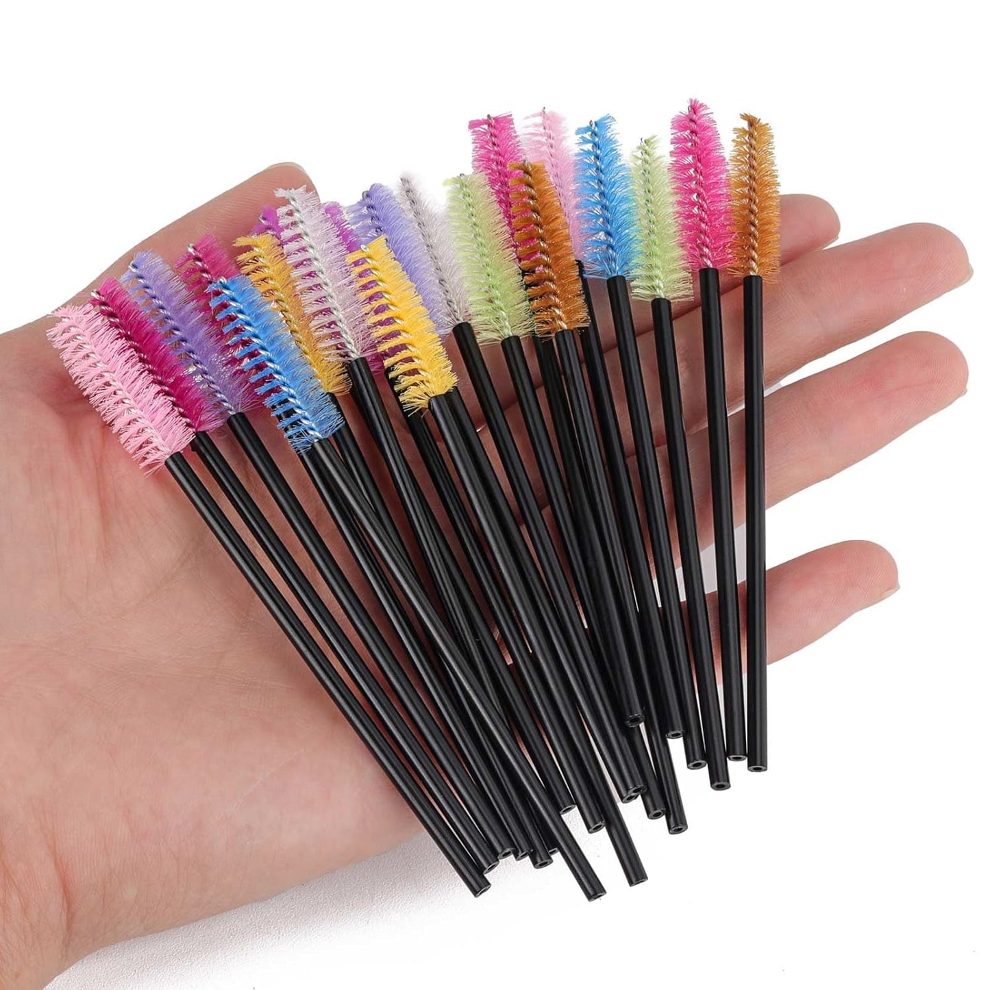 BTYMS 500 Pieces Disposable Mascara Wands Eyelash Brush Brow Brushes Applicators Lash Spoolies for Eye Lash Extension - Multi Color