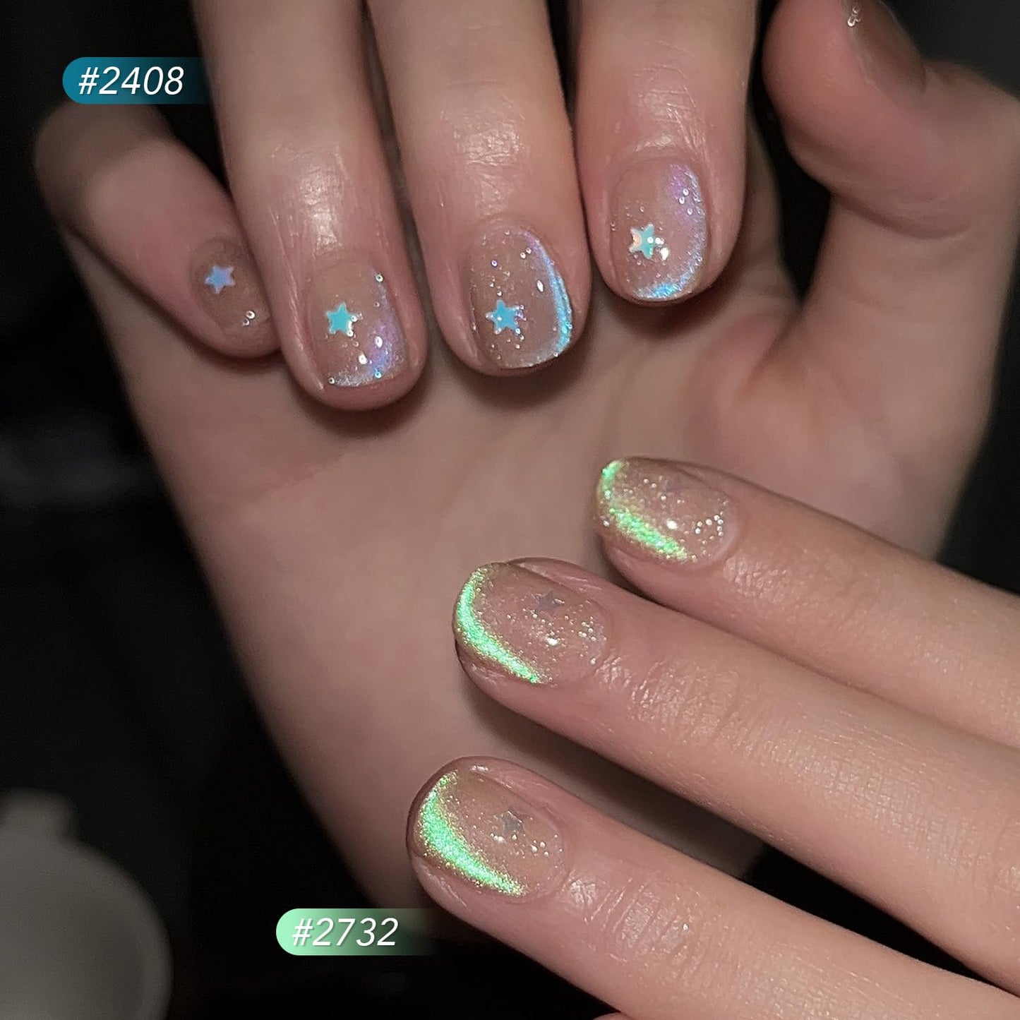 GAOY Cat Eye Gel Nail Polish Set with Magnet for Blue Glitter Holographic Cat Eye, Salon Gel Manicure and Nail Art DIY at Home, Mermaid's Tears