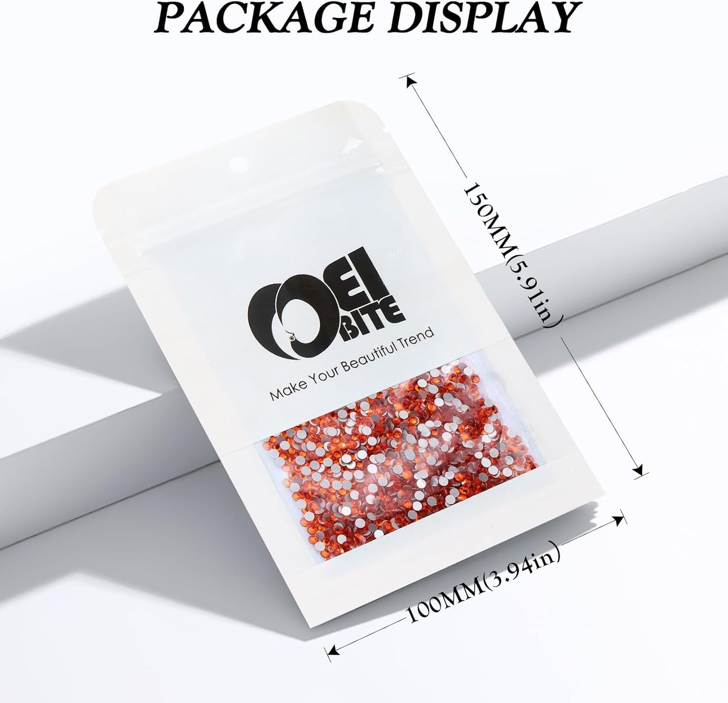 Hyacinth Flatback Rhinestones, Glass Rhinestones for Nail Art and Craft, Glue Fix, Loose Crystal Gemstones(Orange, SS10, 2880pcs, 2.7-2.8mm)