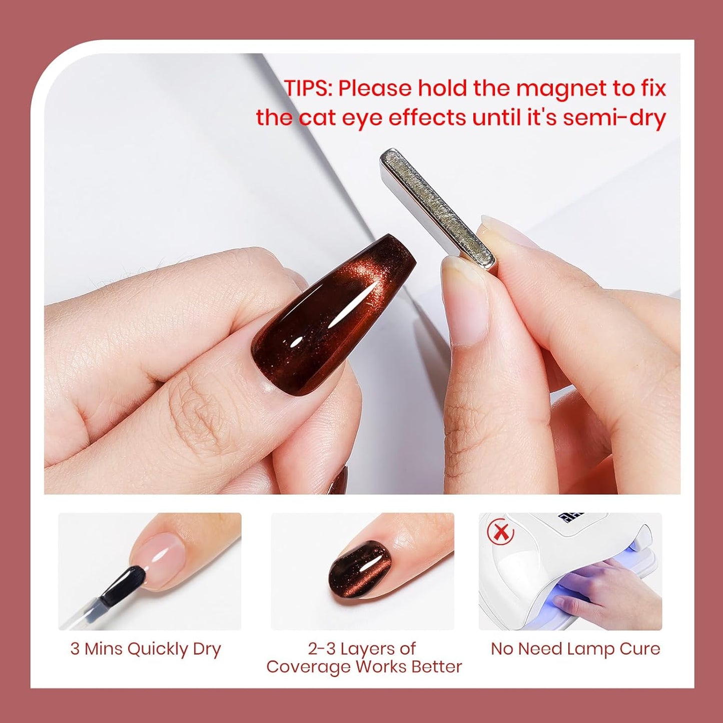 Cateye Magnetic Nail Polish Non Gel, Quick Dry Nail Polish Air Drying Fast Lacquer Manicure Gift For Women Girls 16ml