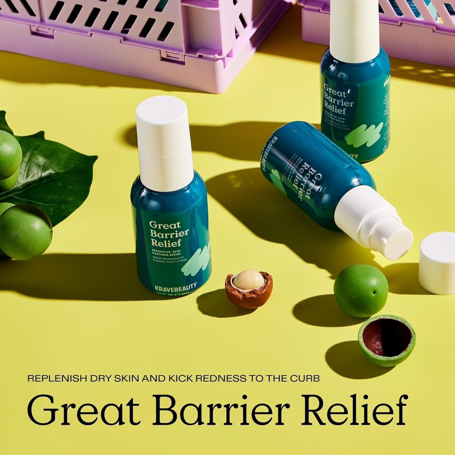 KraveBeauty New Great Barrier Relief, Soothing Skin Barrier Repair Serum, Contains Tamanu Oil to Soothe and Calm Redness, For All Skin Types, Vegan & Cruelty Free, 1.52 fl oz