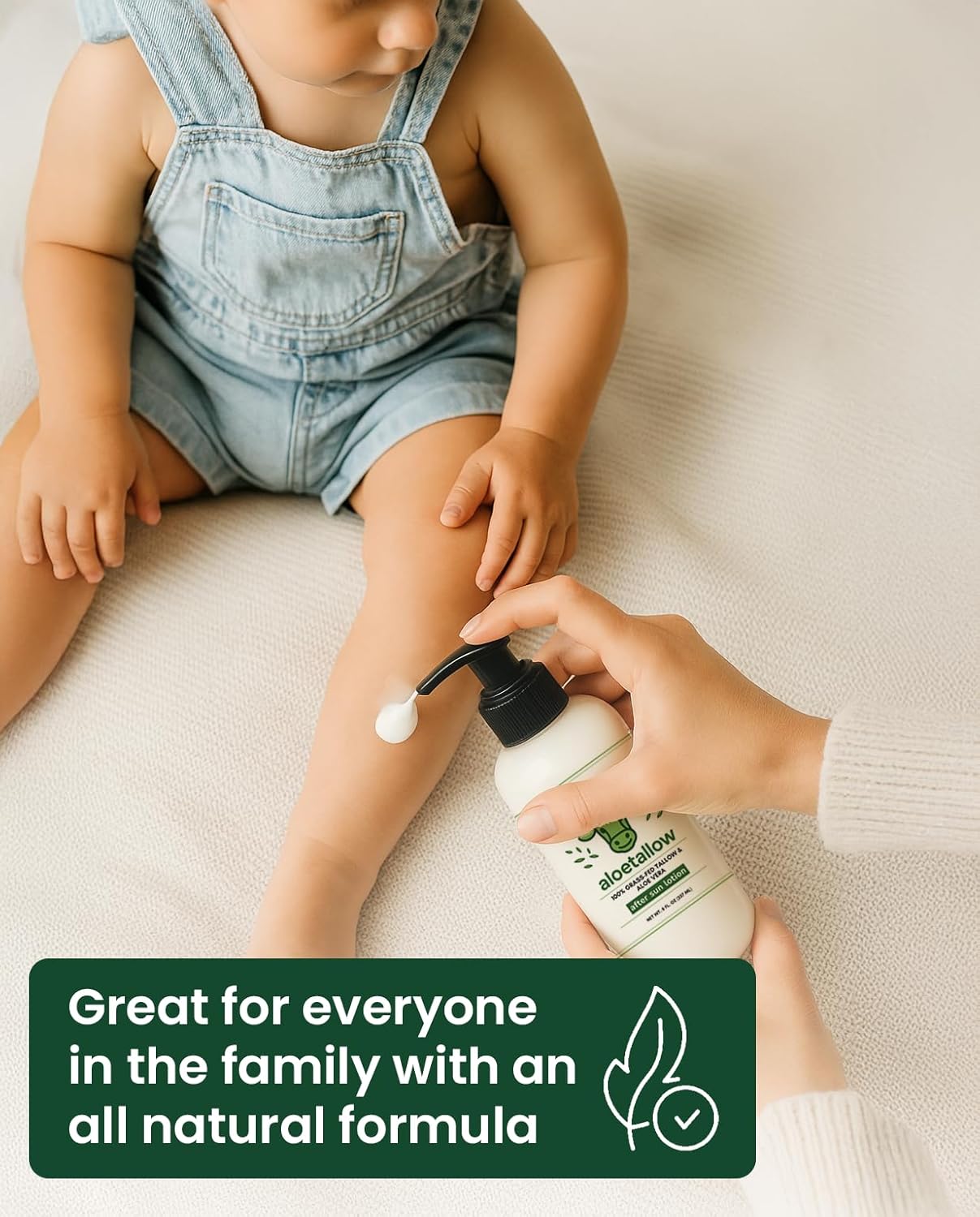 After Sun Lotion for Sunburn Relief & Tan Extender – Aloe Vera & Grass Fed Tallow with Shea & Cocoa Butter – Non-Toxic Daily Body Moisturizer for Dry Skin, Face & After Tanning