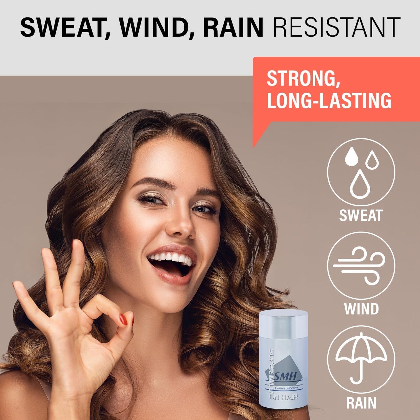 SMH Plant-Based Hair Fibers MADE IN JAPAN – Instantly Conceals Thinning Hair –Long-Lasting, Natural Look – Sweat, Water & Wind Resistant – For Men & Women (10g, Gray)