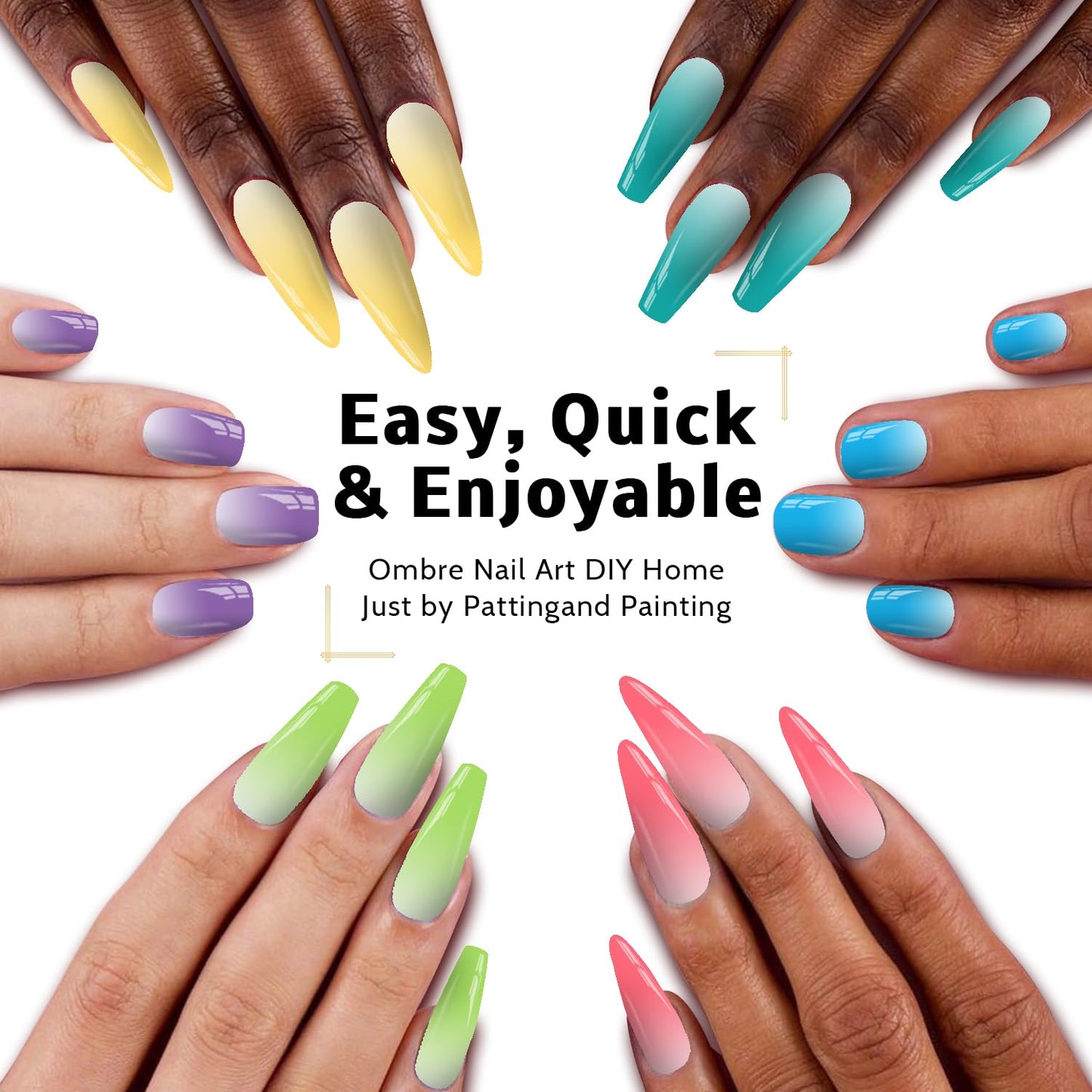 Sponge Pat Paint Nail Gel & Tools Kit, 9 Colors Ombre Nails Gradient Gel Nail Blush Blooming Aura Nails Drawing Stripper Floral Painting Nail Art, No Wipe, UV/LED Curing (9 Colors Set i)