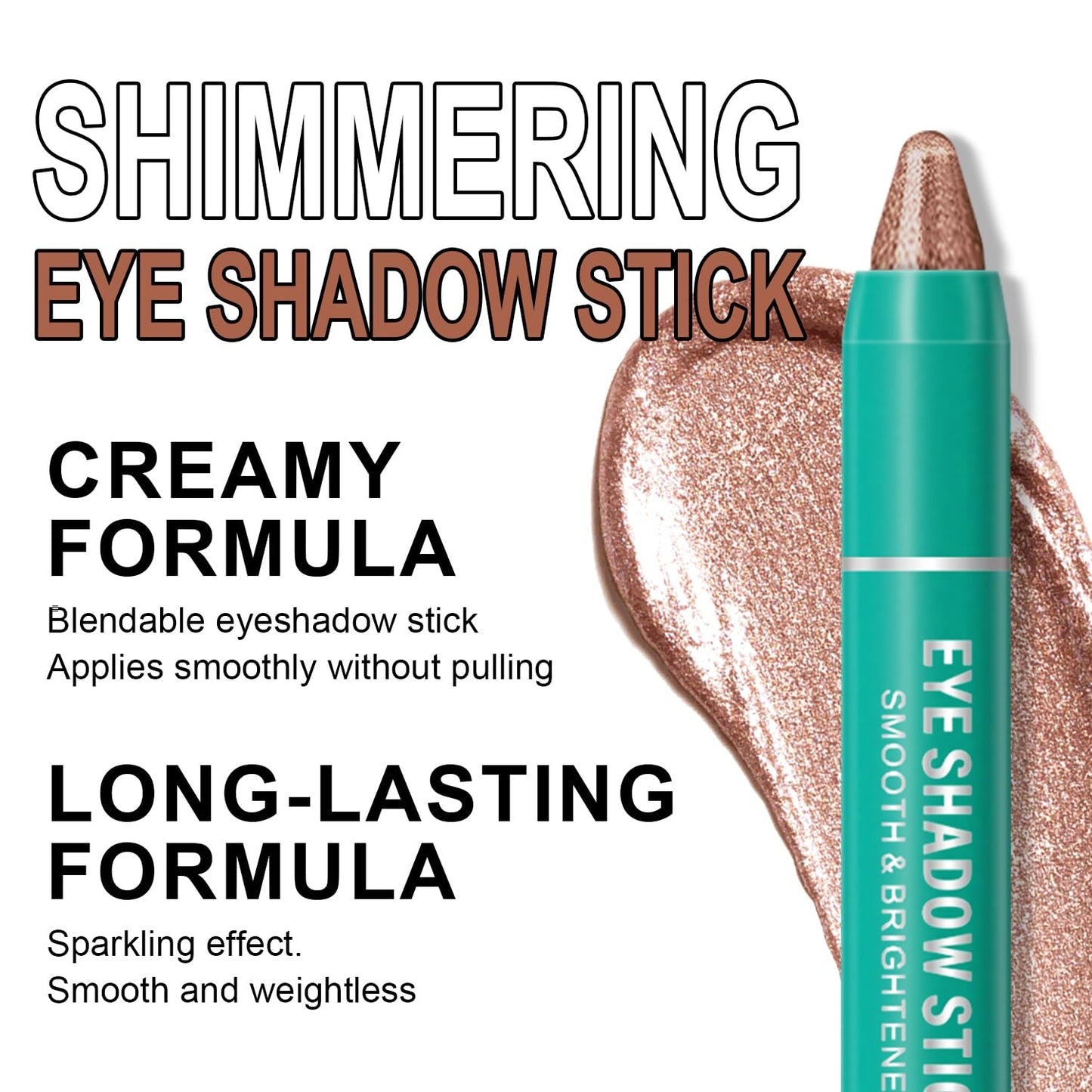 4Pcs Eyeshadow Stick, Eye Brightener Stick, Shimmer Creamy Eye Shadow Makeup, Waterproof Long Lasting Glitter Highlighter Eye Liner Pencil (4PCS B)