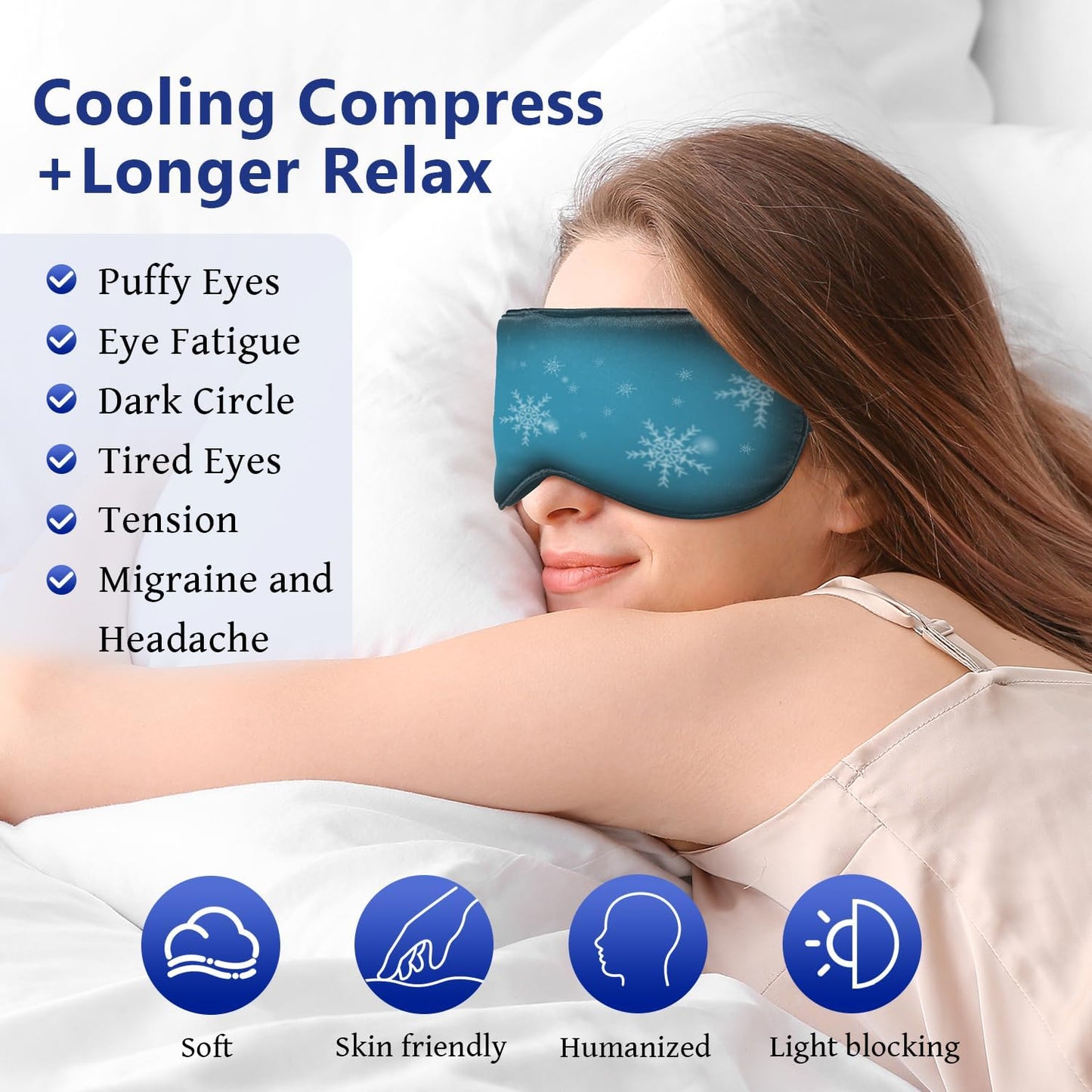 Cooling Eye Mask for Sleeping Migraine Headache Relief Mask Gel Cold Compress Eye Face Ice Pack for Eyestrain Dark Circles and Puffiness Relaxation Gifts for Women Men Silk Reusable-2 Pack