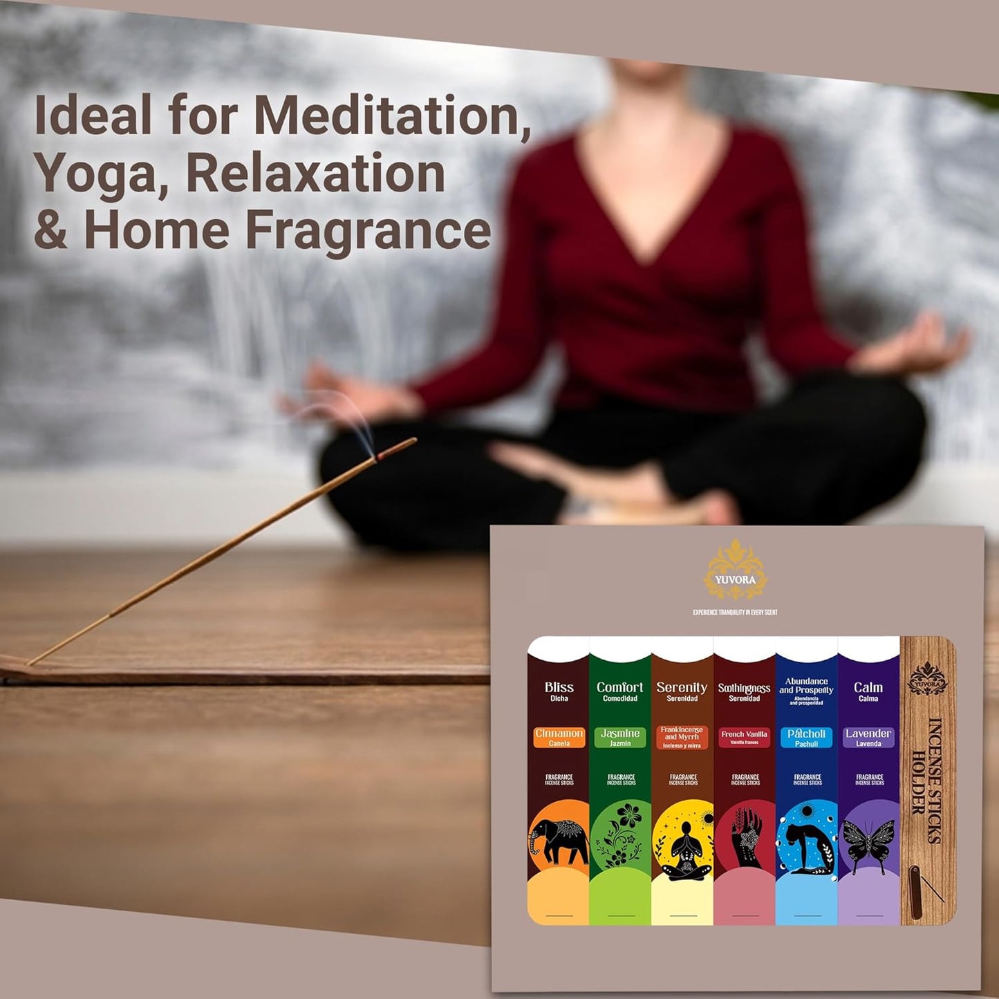 Aromatic Incense Sticks Gift Set – 120 Natural & Non-Toxic Incense Sticks | 6 Soothing Scents | Home, Meditation, Relaxation & Yoga | Free Incense Holder | Inciensos - Gifts for Women