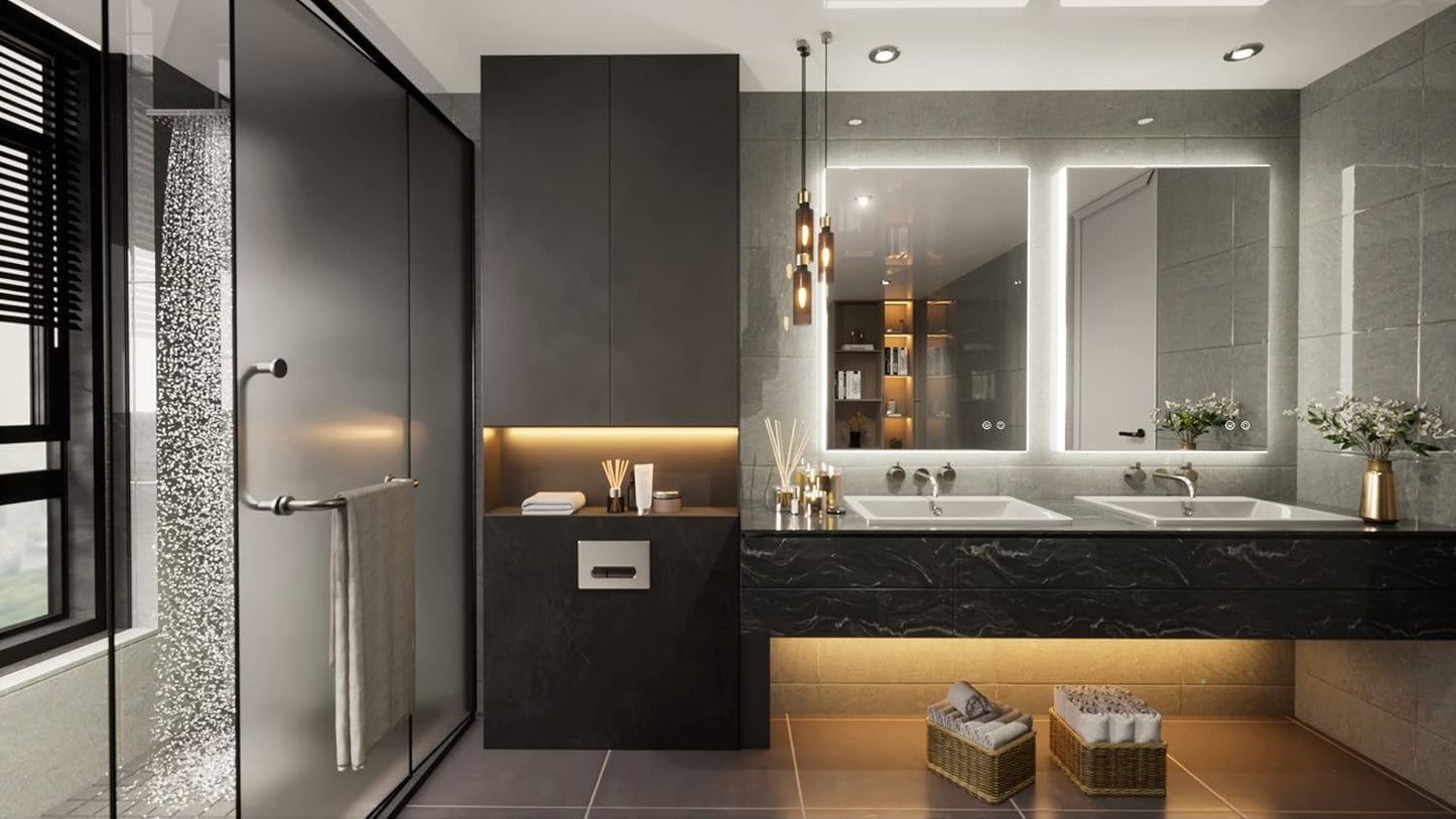 TETOTE Backlit Mirror for Bathroom, 20x28 Inch Vanity Mirror with Light, LED Anti-Fog Bathroom Mirrors, Modern Dimmable, CRI90+, Waterproof Lighted Mirror, Horizontal/Vertical Wall Mirror