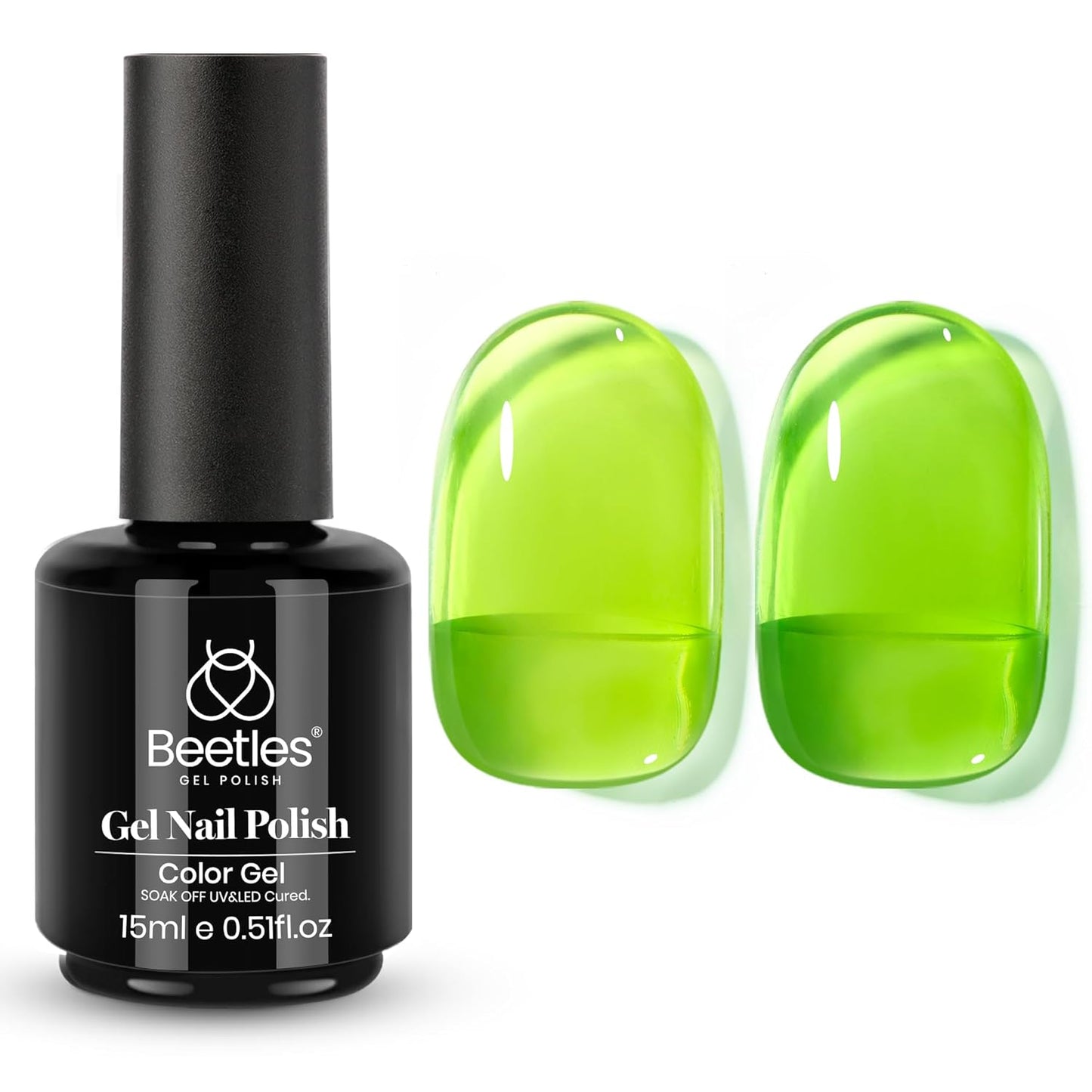 Beetles Green Gel Nail Polish, 15ML Light Green Jelly Gel Polish Soak Off UV Sheer Translucent Effect Spring Summer Gel French Nail Art Design Manicure Gift for Women