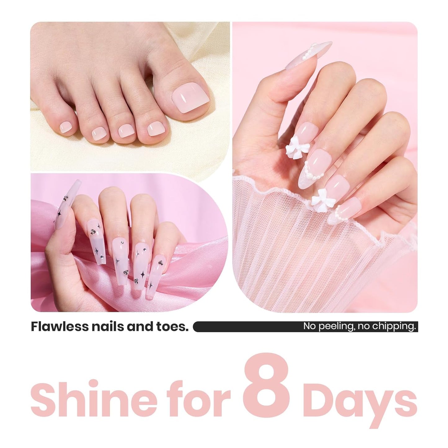 Beetles Nail Polish - Light Pink Natural Nail Polish Natural Nail Concealer Fast Dry Quick Nail Strengthener and Growth Treatment for Thin and Damaged Nails,0.51 FL OZ