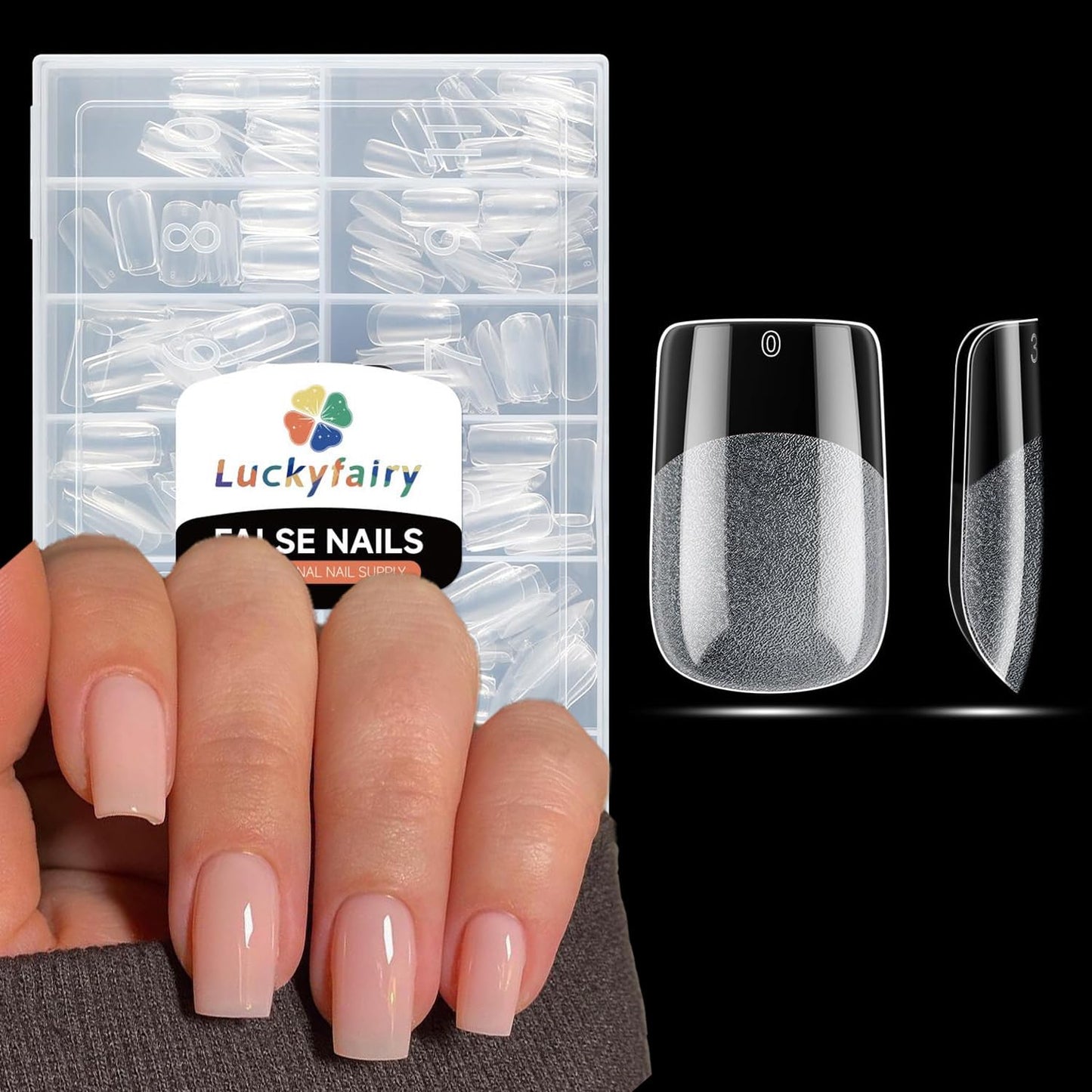 Short Square Nail Tips Matte Short Square Gel Tips 504pcs Clear Nails Full Cover Acrylic False Nails Tips for Gel Nail Extensions 12 Sizes Saving Gelly Tips, Luckyfairy