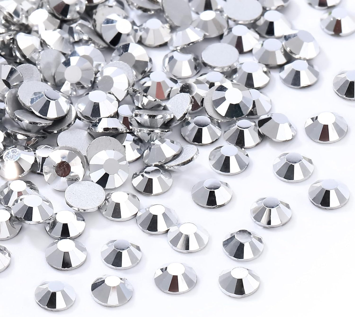 Silver Flatback Rhinestones, Glass Rhinestones for Nail Art and Craft, Glue Fix, Loose Crystal Gemstones(Silver, SS30, 288pcs, 6.4-6.6mm)