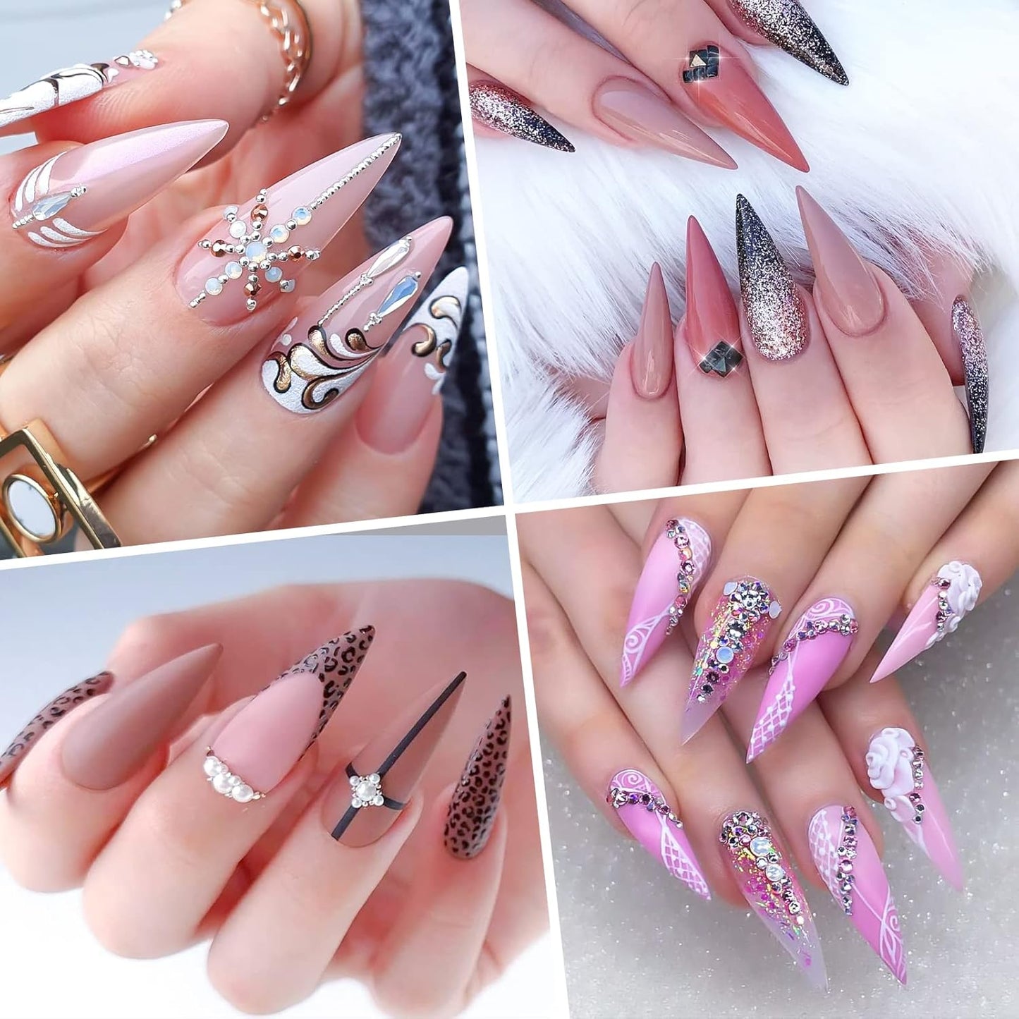 Ranrose 120PCS Short Nail Tips,Short Soft Gel Stiletto Nail Tips Half Cover False Nail Almond Shape Point Acrylic Sharp Artificial False Nail For DIY