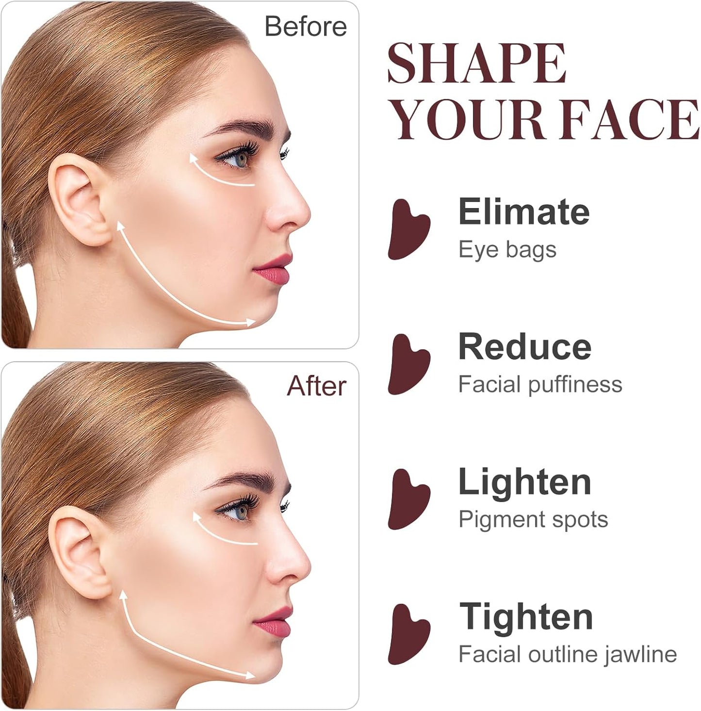 Gua Sha Facial Tools Guasha Tool Gua Sha Jade Stone for Face Skincare Facial Body Tensions Reduce Puffiness Festive (Pink)