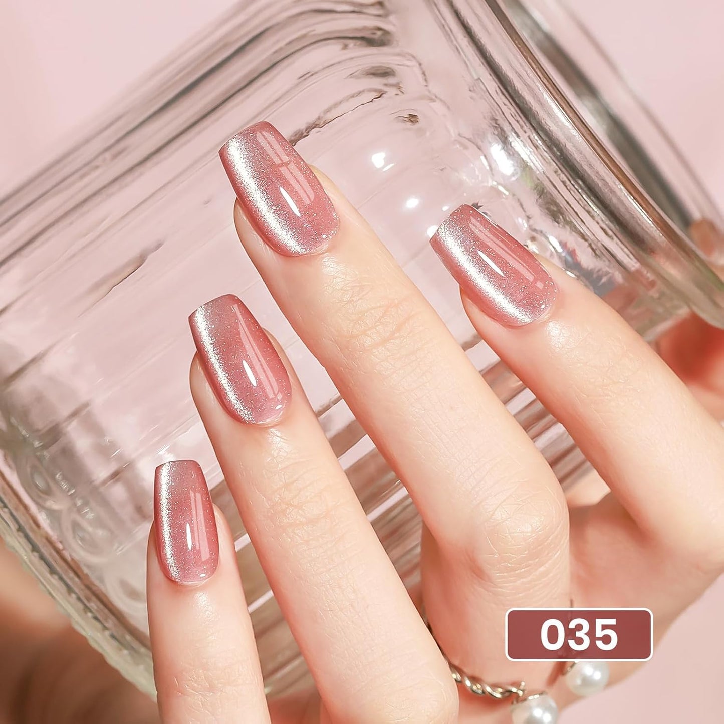 Pink Cat Eye Gel Nail Polish, 15ML Magnetic Crystal Holographic Cateye Gel Polish Glitter Shimmer Reflective Nail Polish Gel with Magnet Soak Off Salon DIY at Home