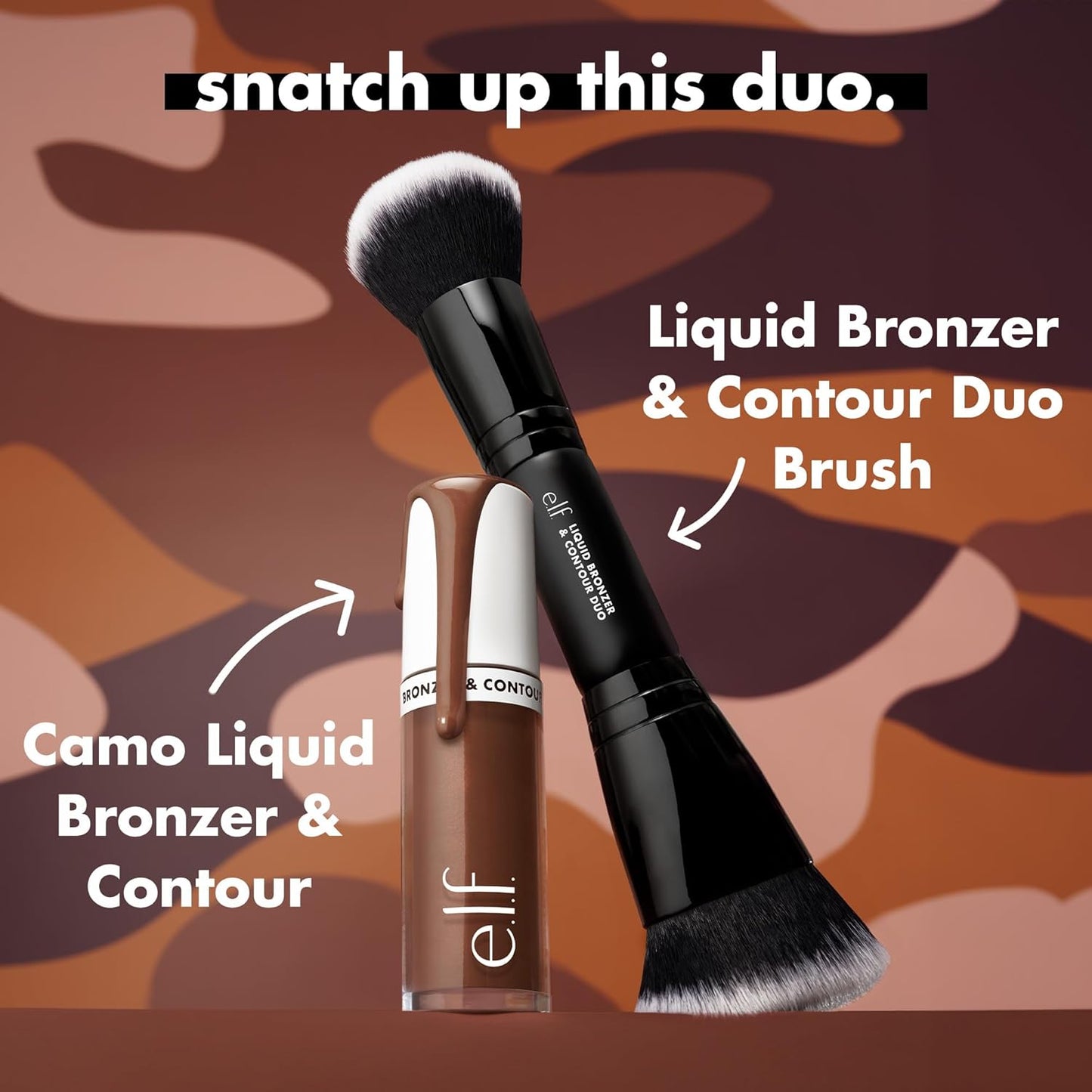 e.l.f. Camo Liquid Bronzer & Contour, Silky Highly Pigmented Formula, Creates a Long-Lasting Bronzed Glow & Natural Look, Vegan & Cruelty-Free, 3 Light