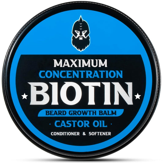 Beard Balm, Maximum Concentration Biotin, with Castor Oil and Argan & Jojoba Oils, Promotes Beard Growth, Styles, Strengthens & Softens Beards & Mustaches, 2 Ounce，Cedar
