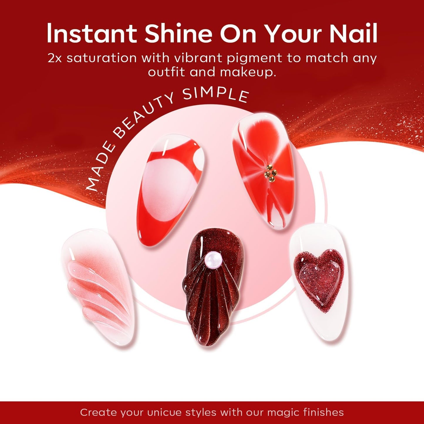 modelones Gel Nail Polish Set, 6 PCS Red Burgundy Purple Glitter Gel Polish Colors Cat Eye Chameleon Shimmer Soak OFF LED Nail Art Gel Nail Kit Manicure Salon DIY Nails Gift