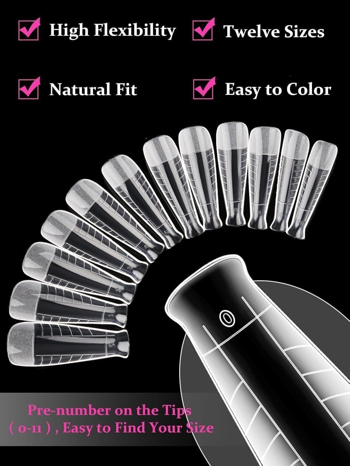 EBANKU 120Pcs Poly Gel Nail Forms, T-Shape Matte Dual Forms Clear Nail Tips Mold for Builder Gel Square Nail Extension Manicure Tools Salon-12 Sizes