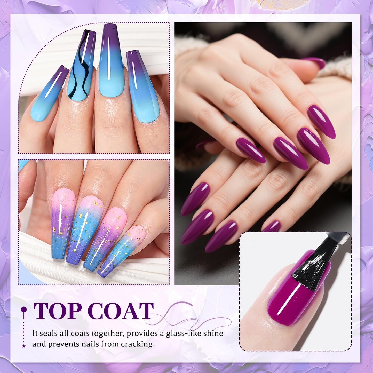 JODSONE 3Pcs Base Coat Glossy Top Coat Matte Top Coat Set Long Lasting Shine and Velvety Finish 10ml Each Salon Quality Nail Care Kit