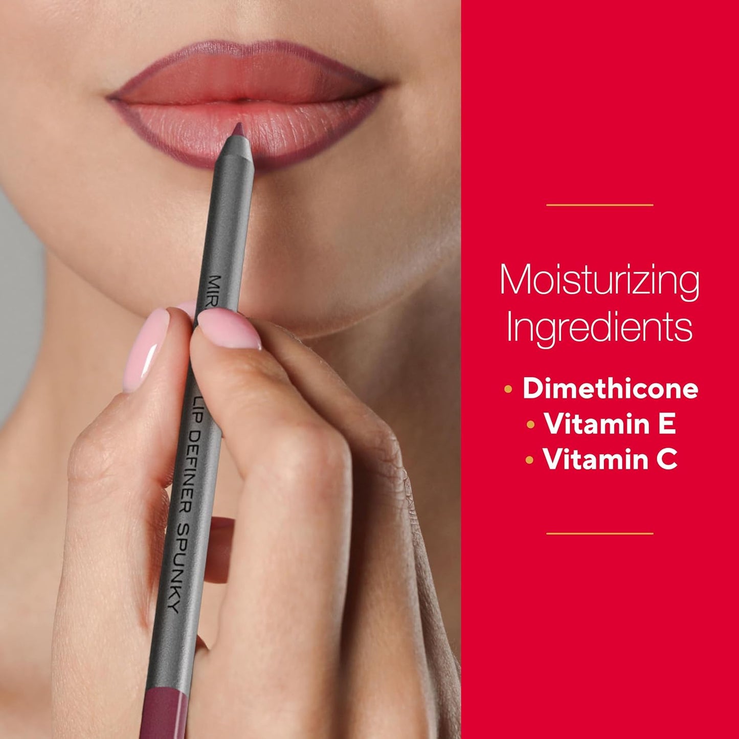 Mirabella Line & Define Lip Definer Lip Pencil, Smoothing & Moisturizing Retractable Lip Liner with Long-Lasting & Ultra-Creamy Formula, Antioxidants Vitamin C & E, & Built-In Sharpener - Clear