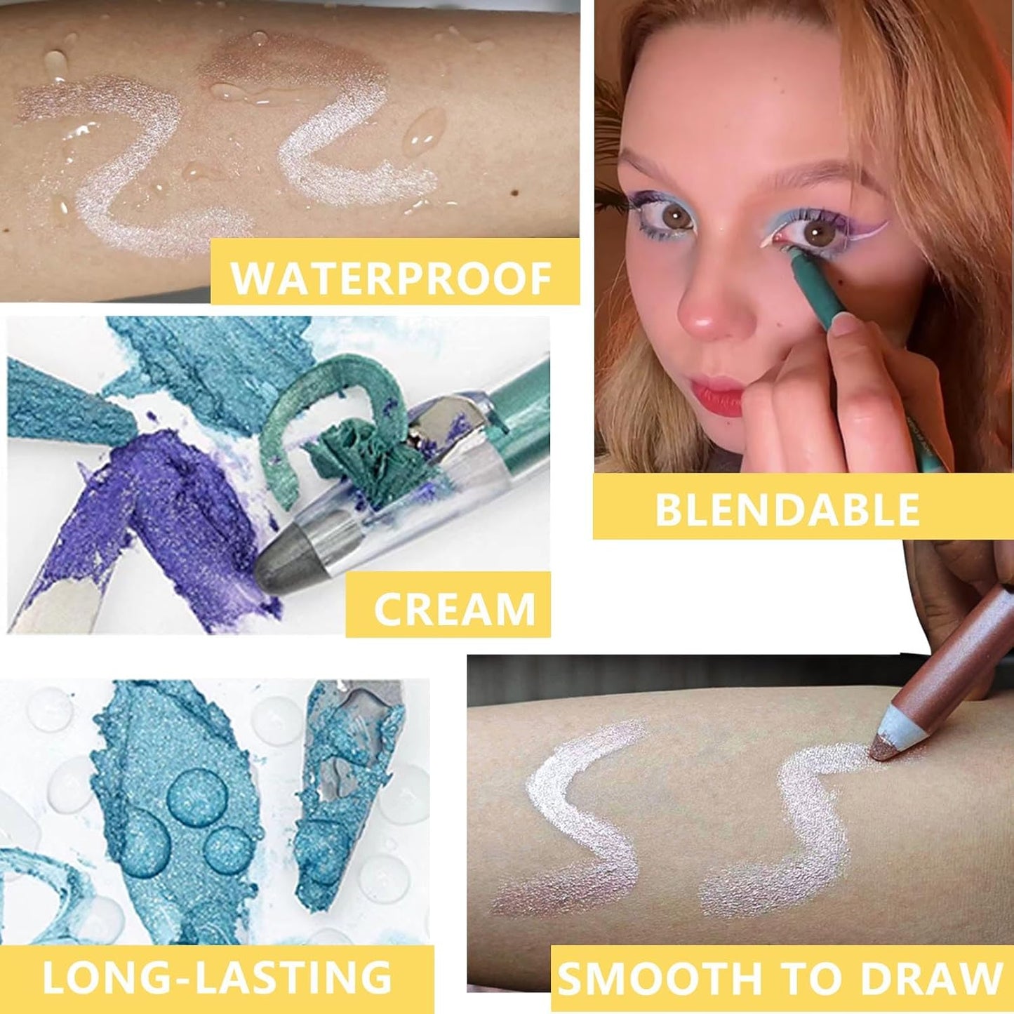 Purple Eyeshadow Stick, Blendable Creamy eyeshadow Eye Brightener Stick, Waterproof Eyeshadow Pencil Long Lasting Crayon, Smooth Shimmer Eye Shadow Highlighter Eye Liner Makeup.#3 purple shimmer