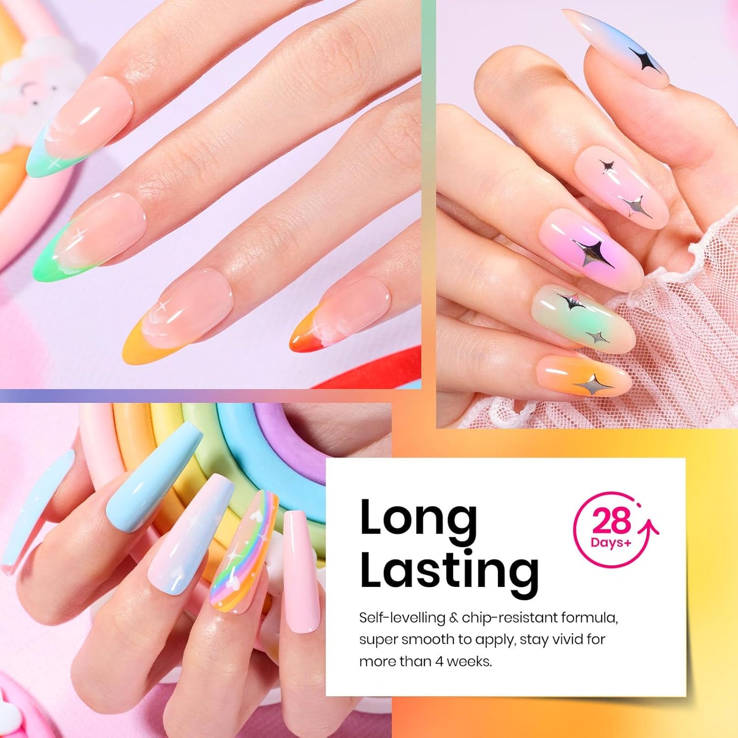 Beetles Summer Gel Nail Polish Set Green Pink Blue Glitter Nude Manicure Kit 23 Pcs 20 Colors Gifts for Women with Base Matte Glossy Top Coat Uv Lamp Needed Rainbow Magic