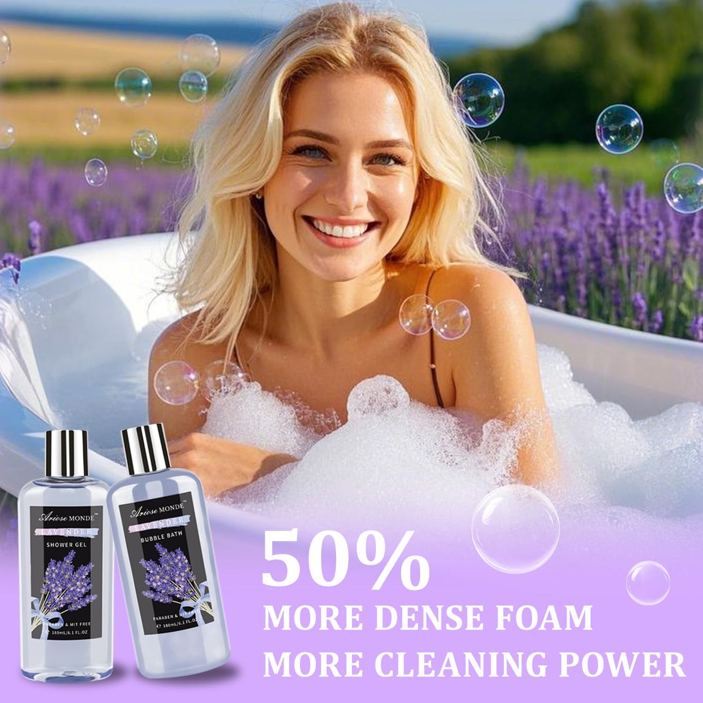 Spa Gift Basket Set, Lavender Home Spa Gifts for Women With Shower Gel, Bubble Bath, Body Butter, Bath Salt, Bomb, Oil, Soap - Gift Idea for Mother, Girlfriend, Wife