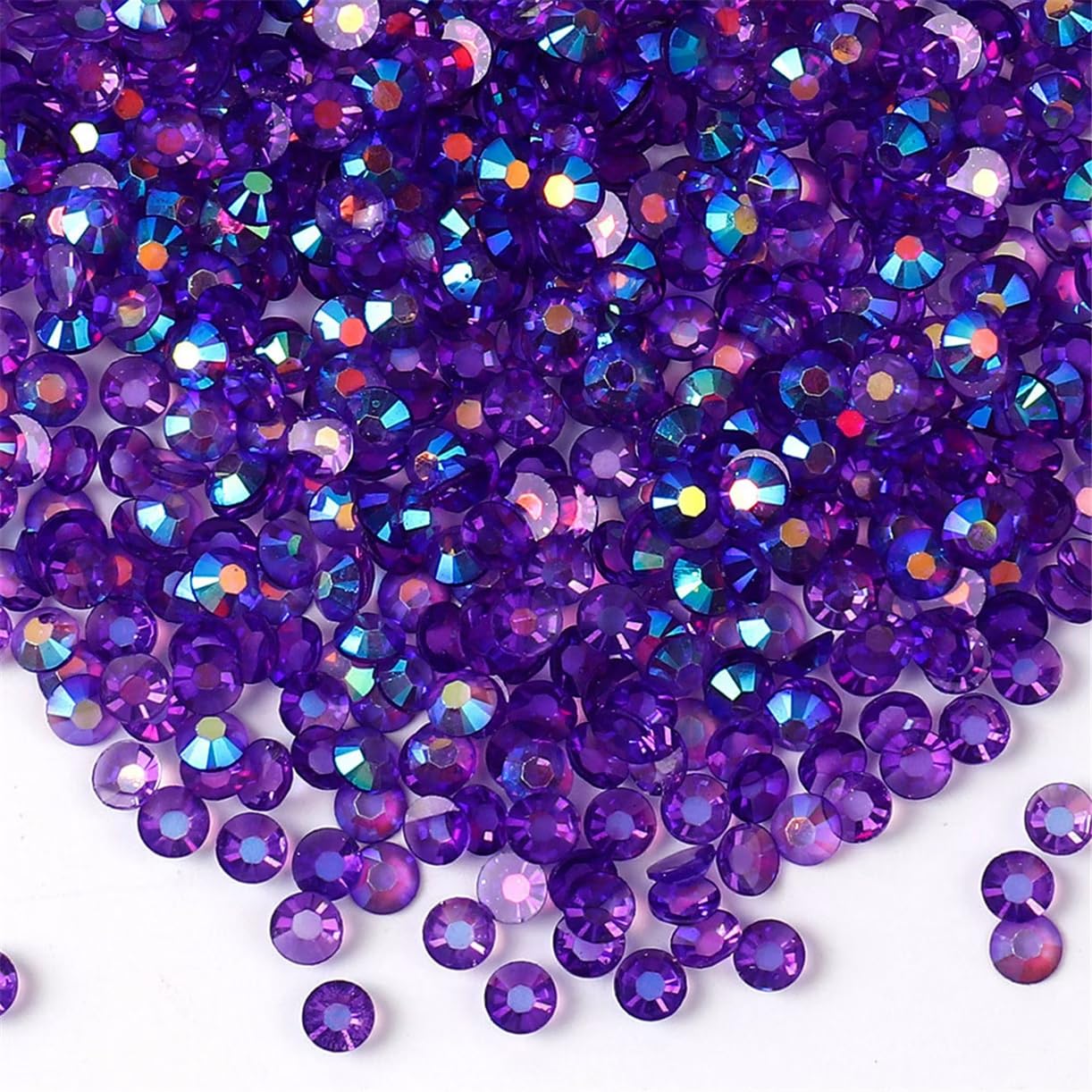 3000 Pieces SS12 3mm Flatback Rhinestones AB Clear Round Gems Crystals for Nail Art DIY Crafts Clothes Shoes Bags （Transparent Dark Purple AB）