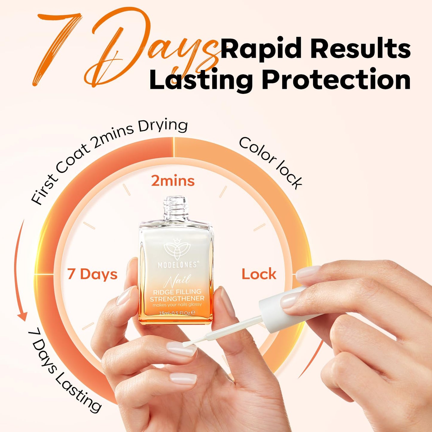 modelones Nail Strengthener Milky White Nail Polish Nails Repair for Damaged Nails Growth and Strentgthener Ridge Filler for Nail Strengthening Polish 15ml